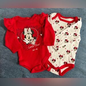 2 Minnie Mouse Disney Baby Long Sleeved Onesies
